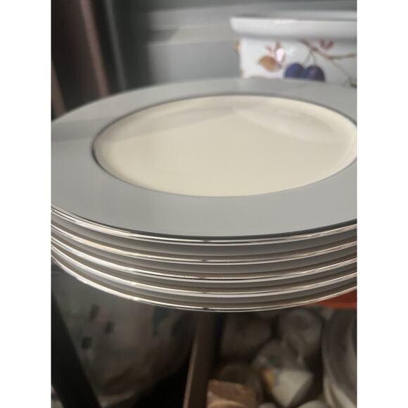 5 Flintridge Brookmere 10 5/8" Dinner Plates Gray Rim w/Platinum Trim - USA - Picture 8 of 8